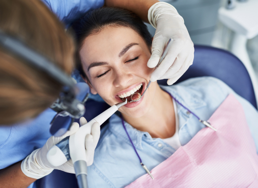 patient having regular dental and cleaning exam